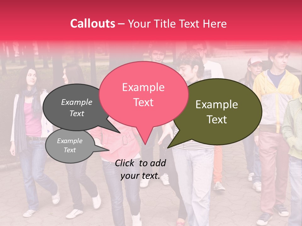 Group Of People In City. Outdoor. PowerPoint Template