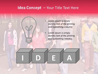 Group Of People In City. Outdoor. PowerPoint Template