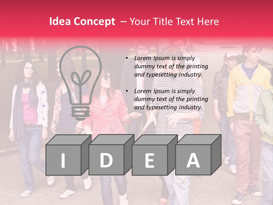 Group Of People In City. Outdoor. PowerPoint Template