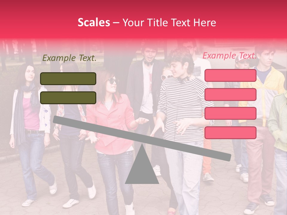 Group Of People In City. Outdoor. PowerPoint Template