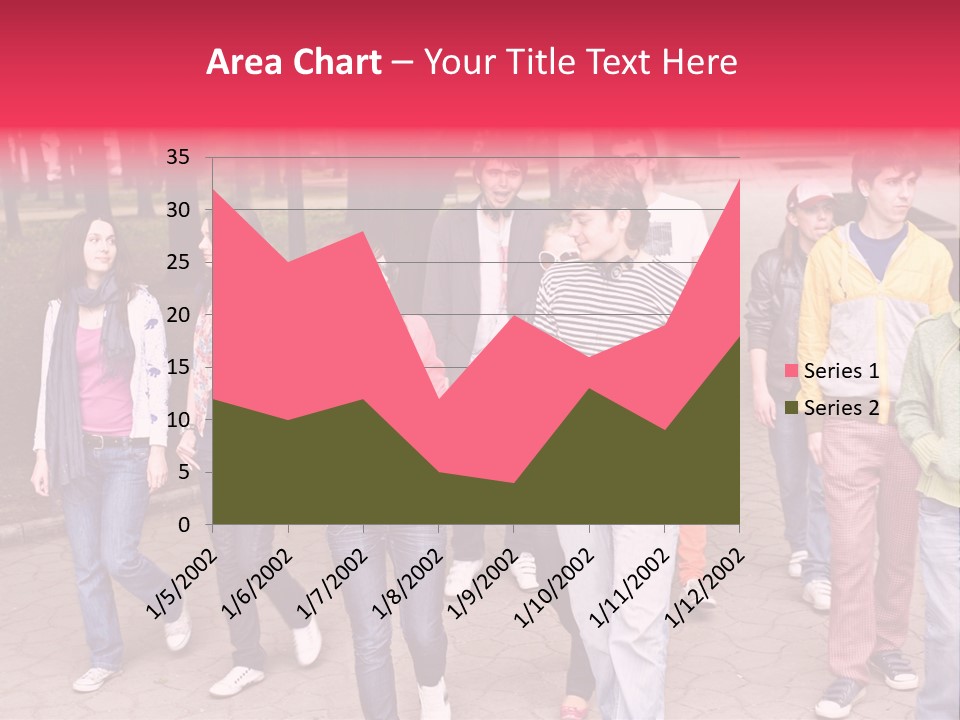 Group Of People In City. Outdoor. PowerPoint Template