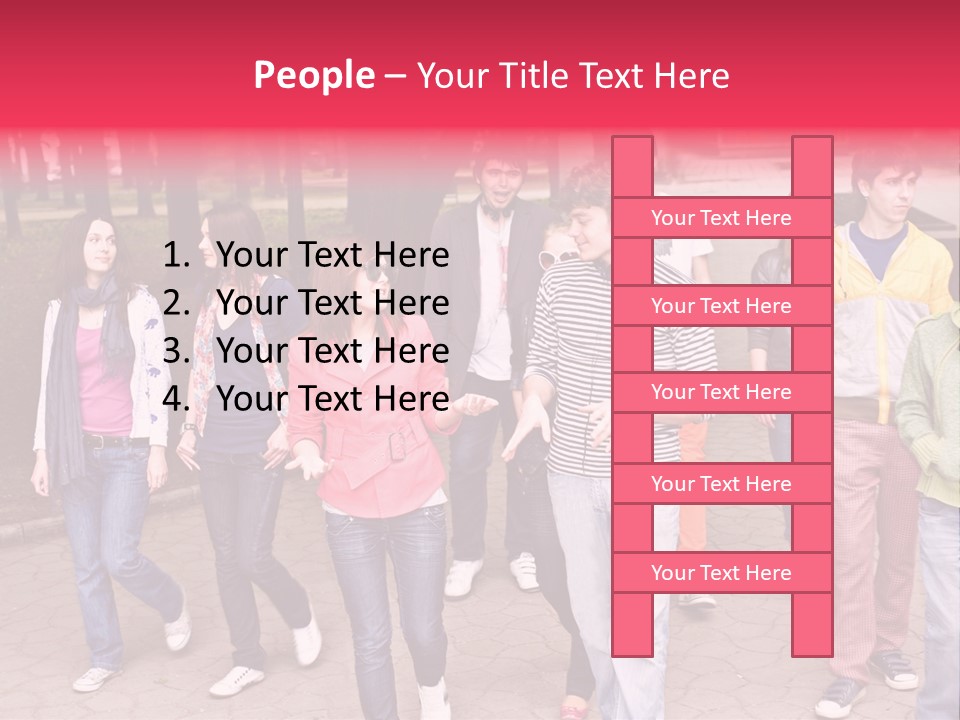 Group Of People In City. Outdoor. PowerPoint Template