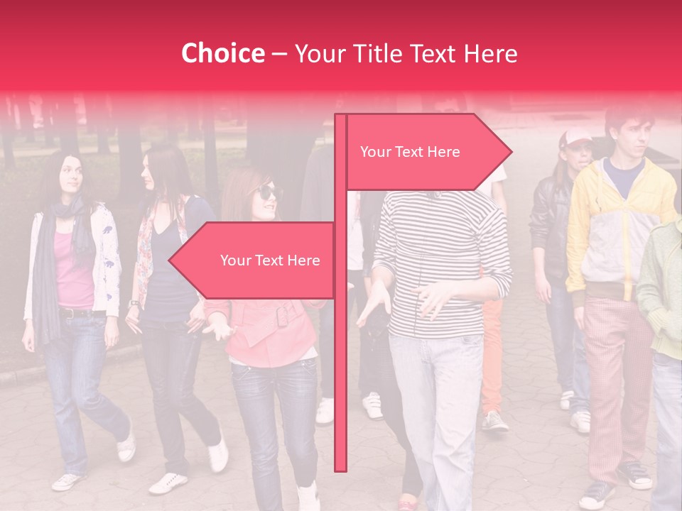 Group Of People In City. Outdoor. PowerPoint Template