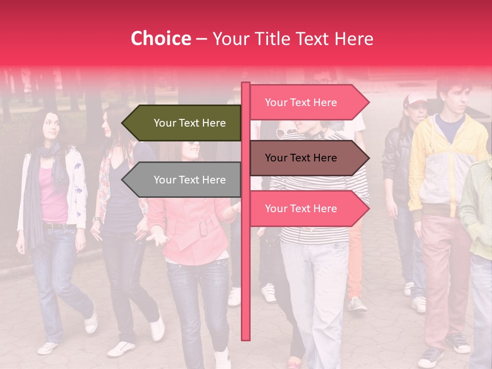 Group Of People In City. Outdoor. PowerPoint Template