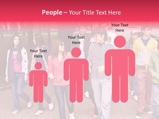 Group Of People In City. Outdoor. PowerPoint Template