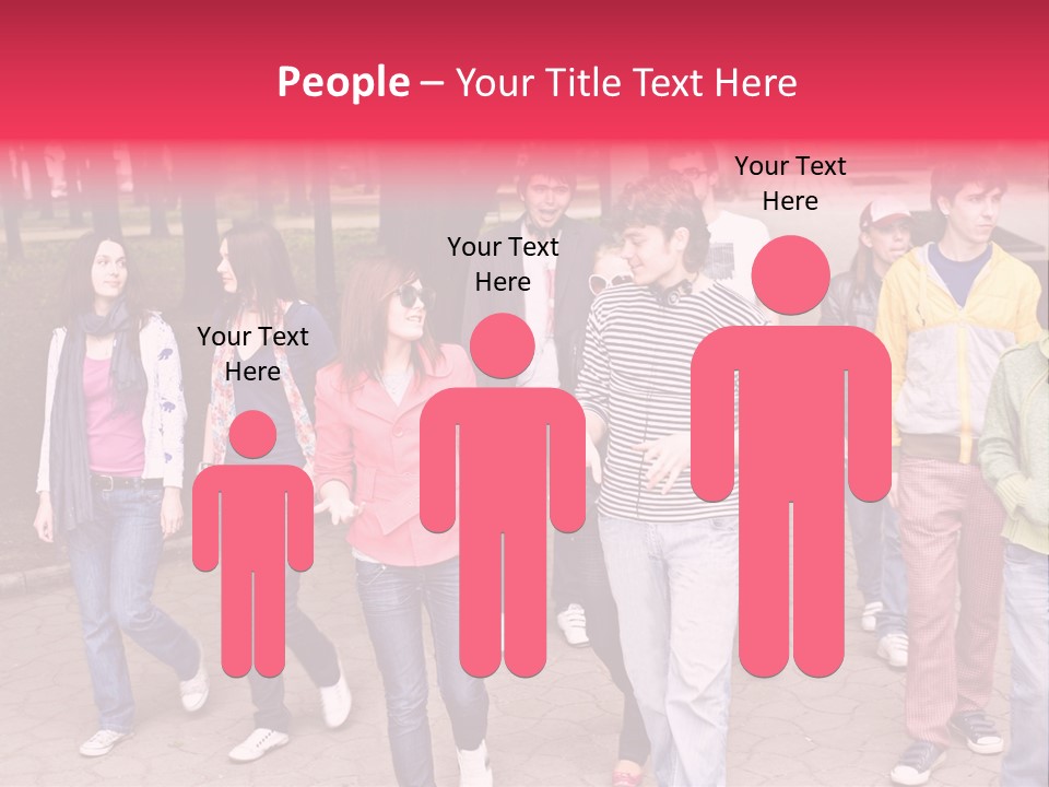 Group Of People In City. Outdoor. PowerPoint Template