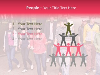 Group Of People In City. Outdoor. PowerPoint Template