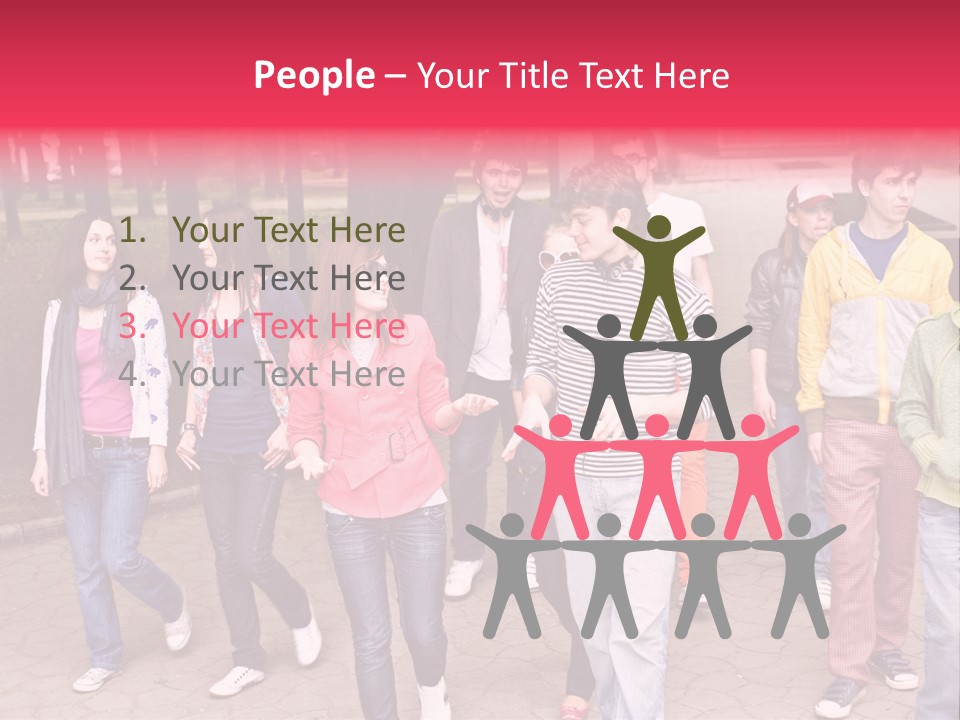 Group Of People In City. Outdoor. PowerPoint Template