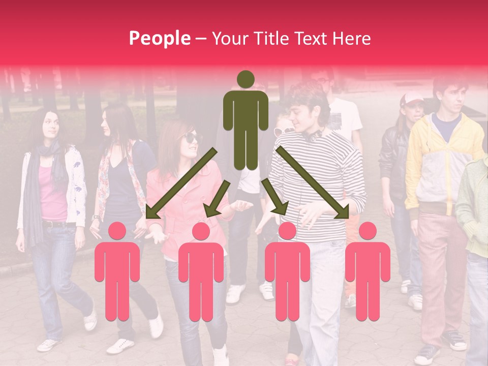 Group Of People In City. Outdoor. PowerPoint Template