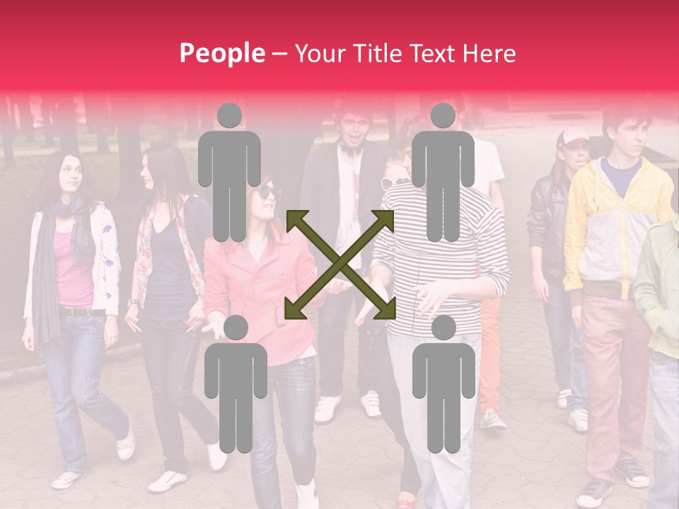 Group Of People In City. Outdoor. PowerPoint Template