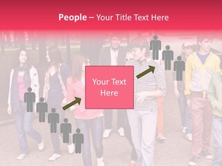 Group Of People In City. Outdoor. PowerPoint Template