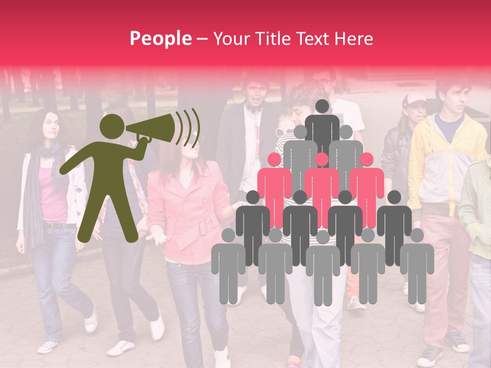 Group Of People In City. Outdoor. PowerPoint Template
