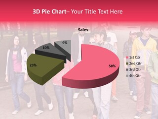 Group Of People In City. Outdoor. PowerPoint Template