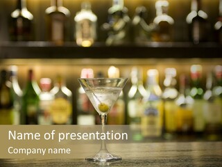 Martini Drink Cocktail In A Bar PowerPoint Template