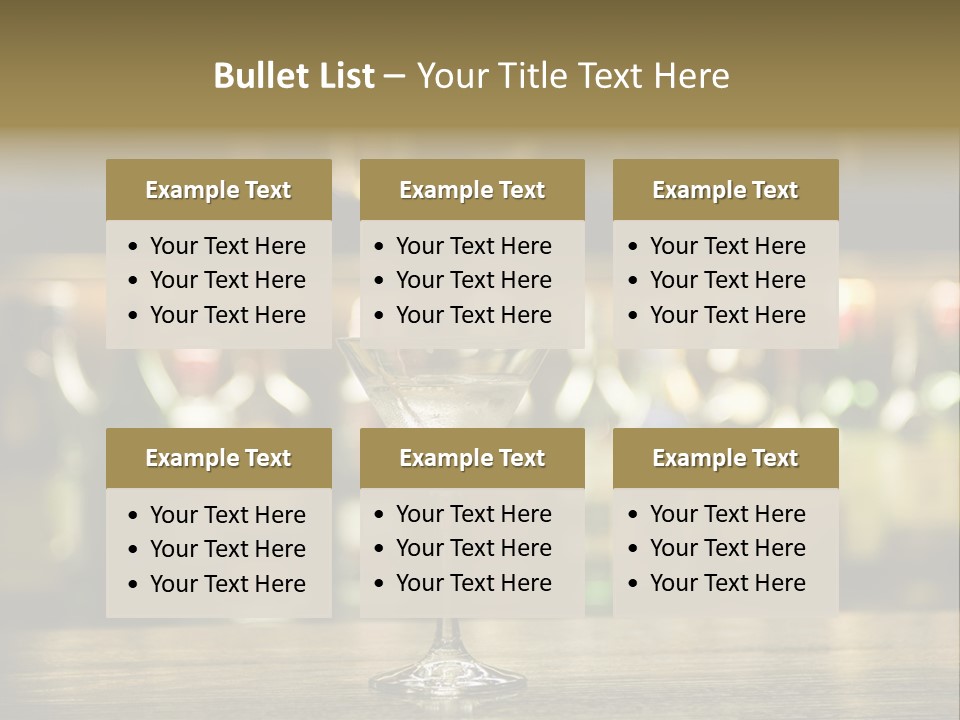 Martini Drink Cocktail In A Bar PowerPoint Template