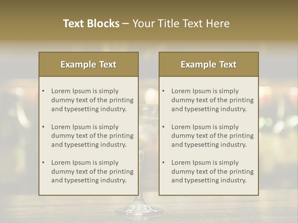 Martini Drink Cocktail In A Bar PowerPoint Template