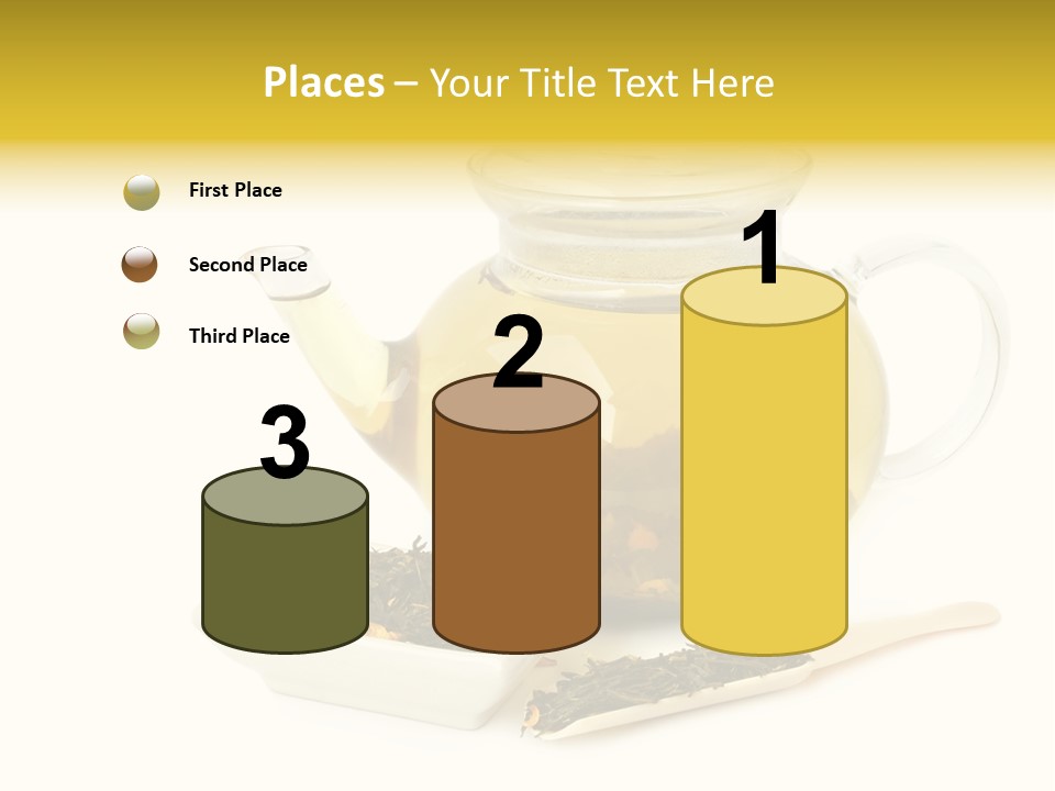 Tea Leaves And Teapot On White Background PowerPoint Template