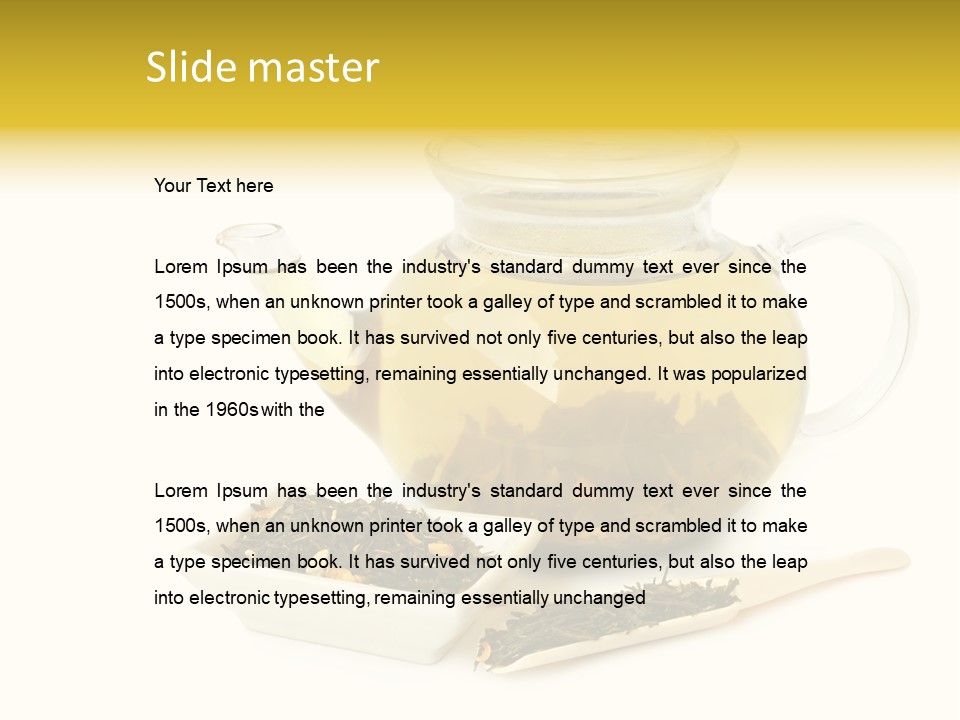 Tea Leaves And Teapot On White Background PowerPoint Template