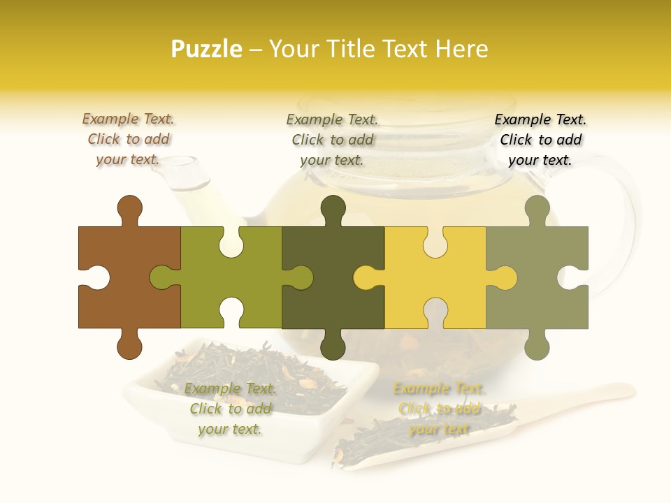 Tea Leaves And Teapot On White Background PowerPoint Template