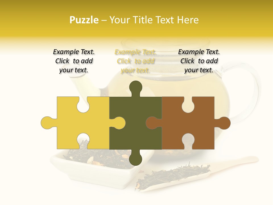 Tea Leaves And Teapot On White Background PowerPoint Template