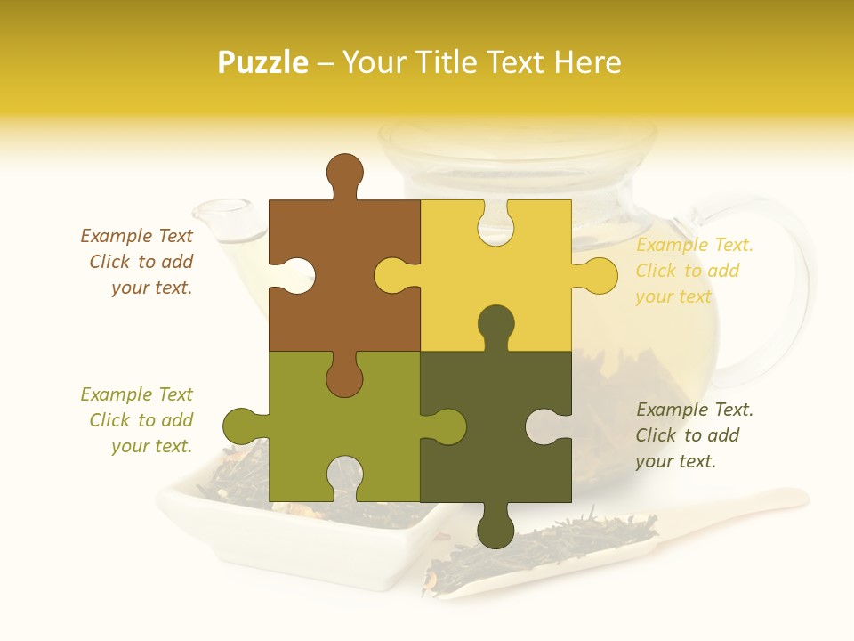 Tea Leaves And Teapot On White Background PowerPoint Template