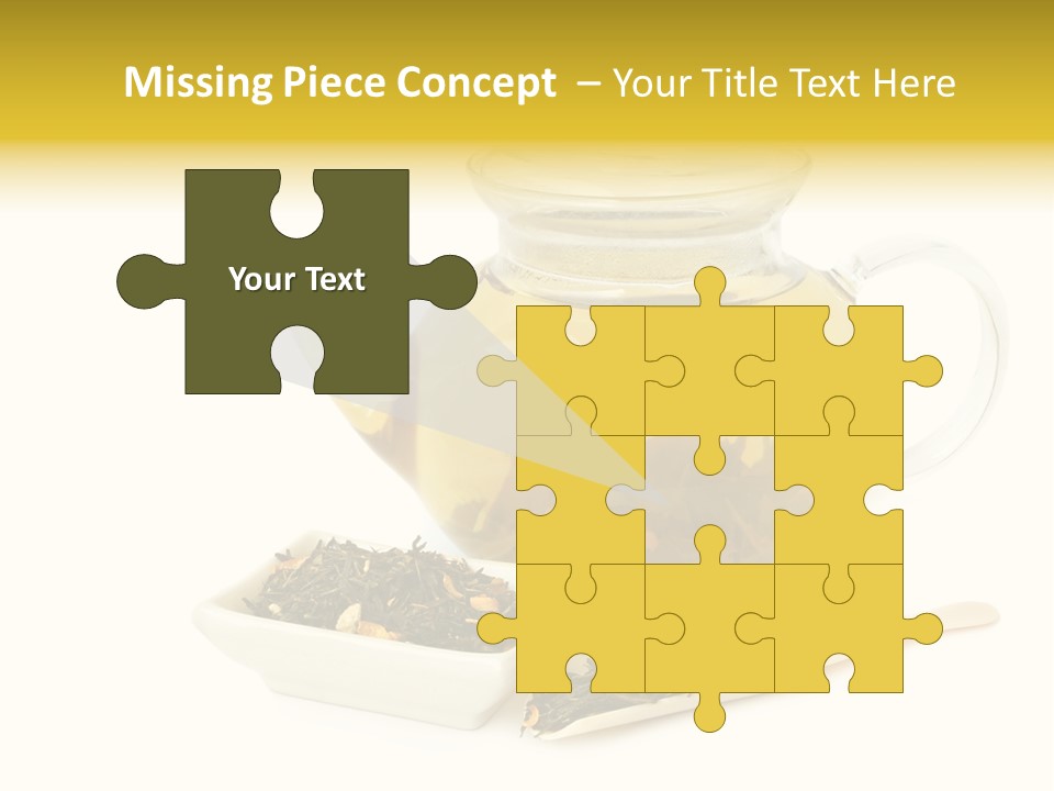 Tea Leaves And Teapot On White Background PowerPoint Template