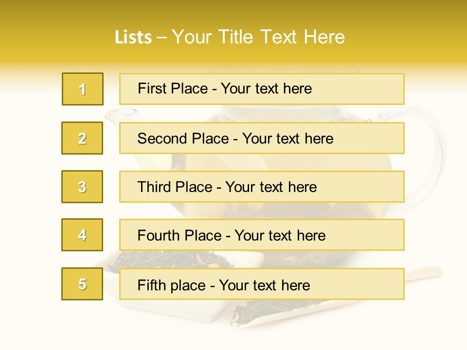 Tea Leaves And Teapot On White Background PowerPoint Template