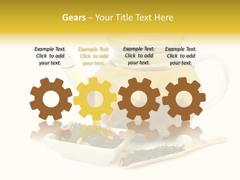 Tea Leaves And Teapot On White Background PowerPoint Template