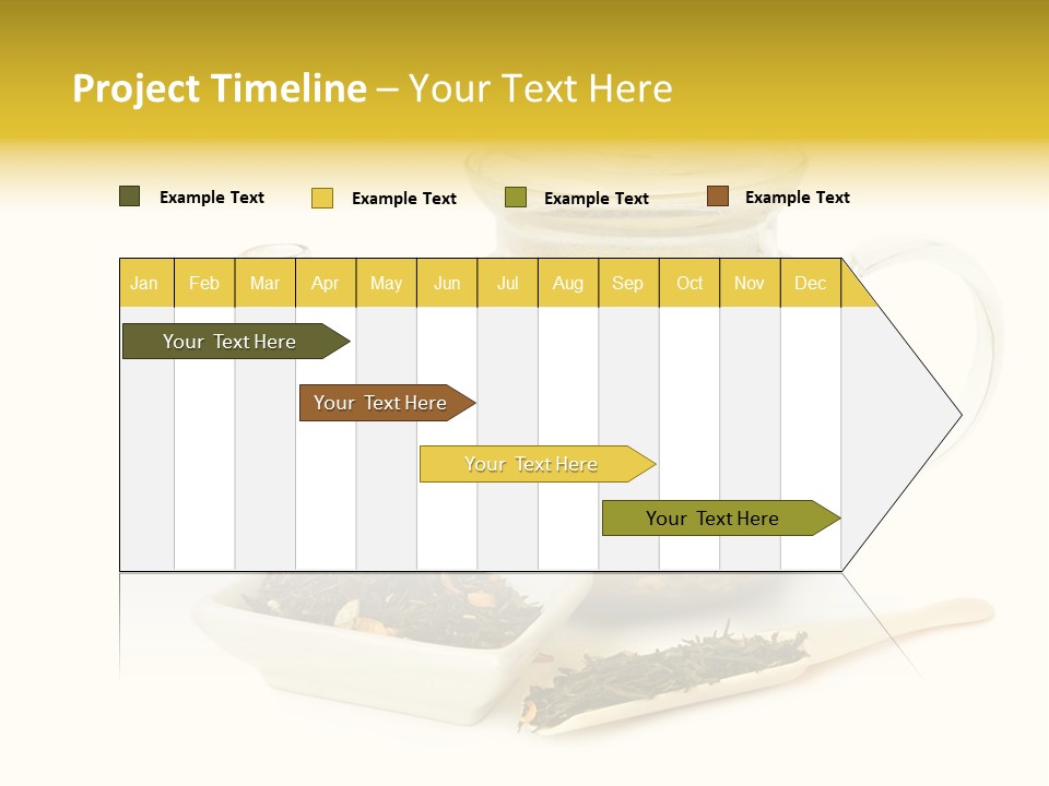 Tea Leaves And Teapot On White Background PowerPoint Template