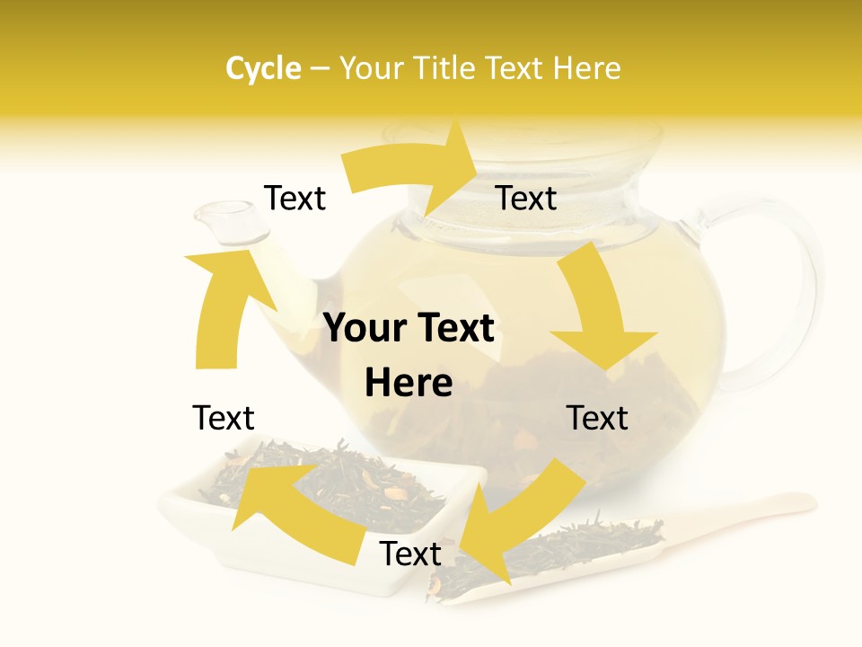 Tea Leaves And Teapot On White Background PowerPoint Template