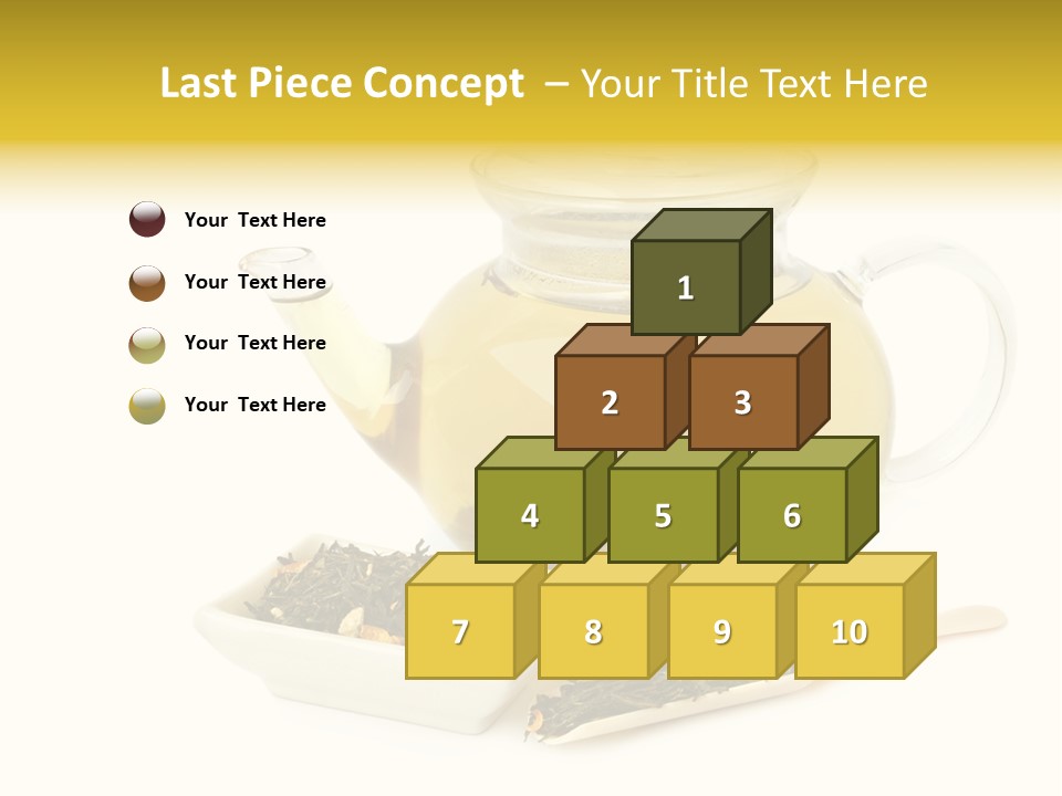 Tea Leaves And Teapot On White Background PowerPoint Template