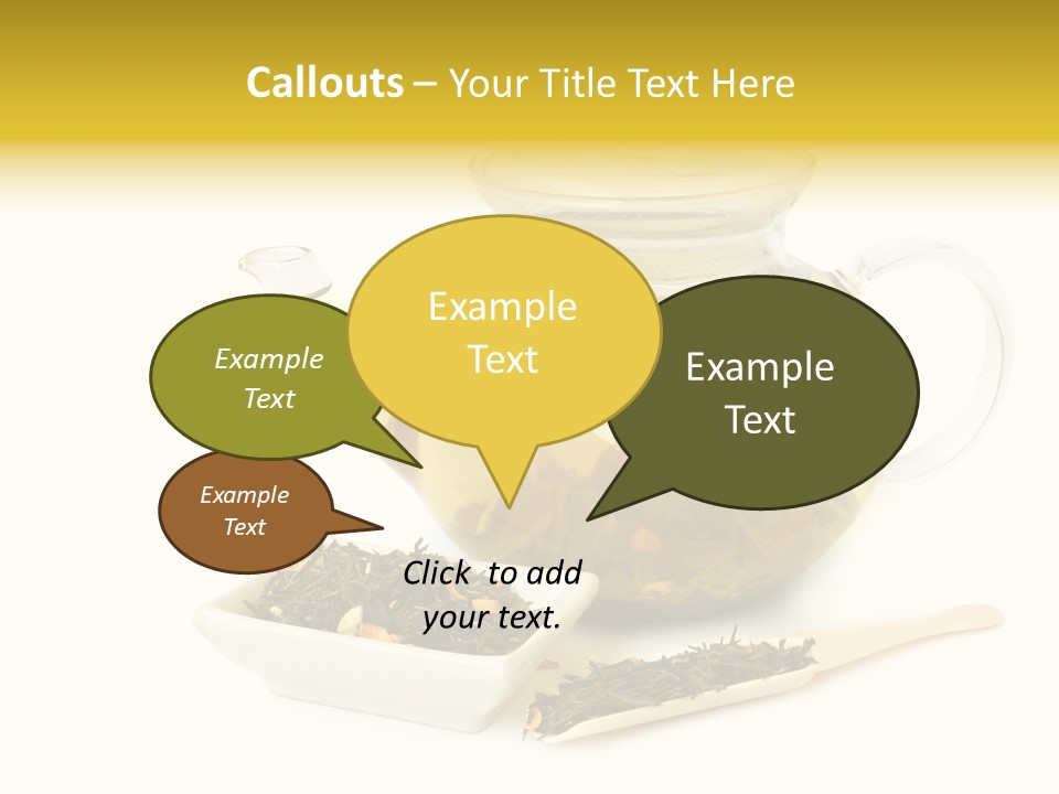 Tea Leaves And Teapot On White Background PowerPoint Template