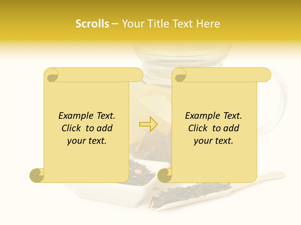 Tea Leaves And Teapot On White Background PowerPoint Template