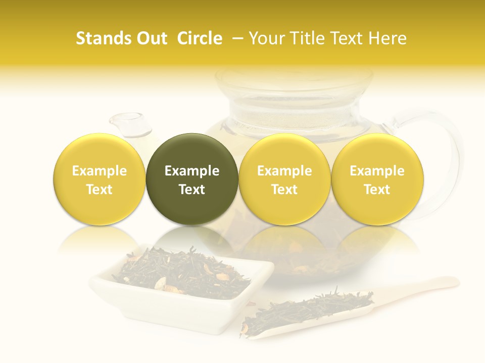 Tea Leaves And Teapot On White Background PowerPoint Template