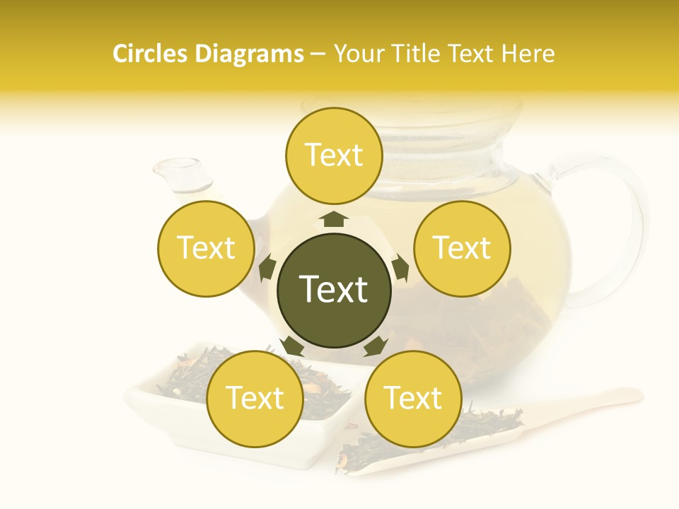 Tea Leaves And Teapot On White Background PowerPoint Template