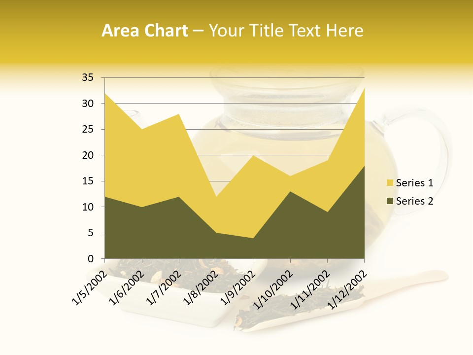 Tea Leaves And Teapot On White Background PowerPoint Template