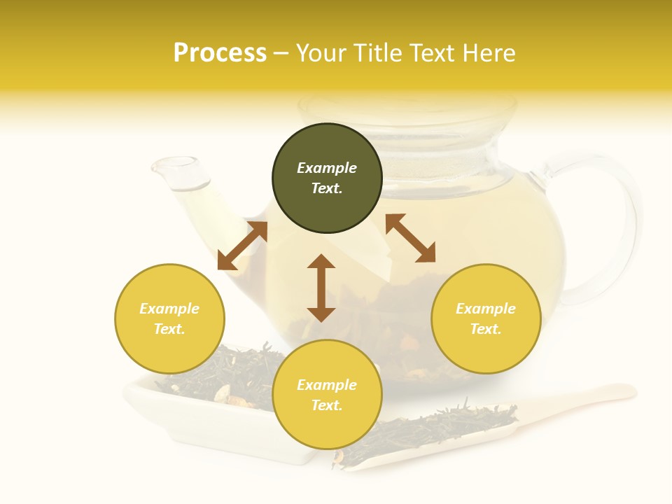 Tea Leaves And Teapot On White Background PowerPoint Template