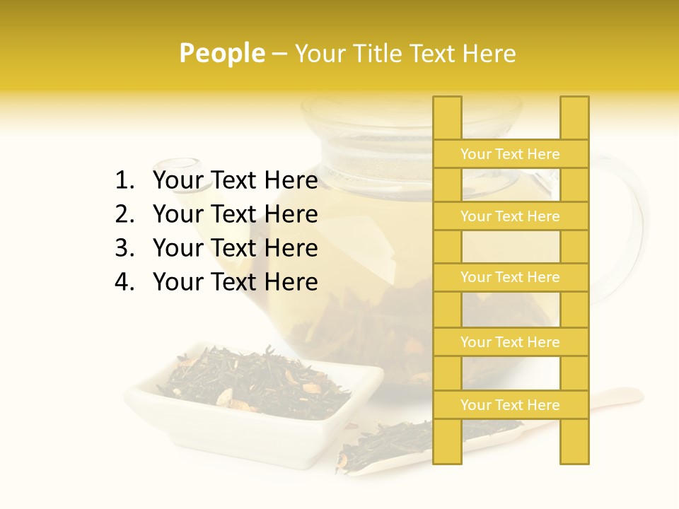 Tea Leaves And Teapot On White Background PowerPoint Template