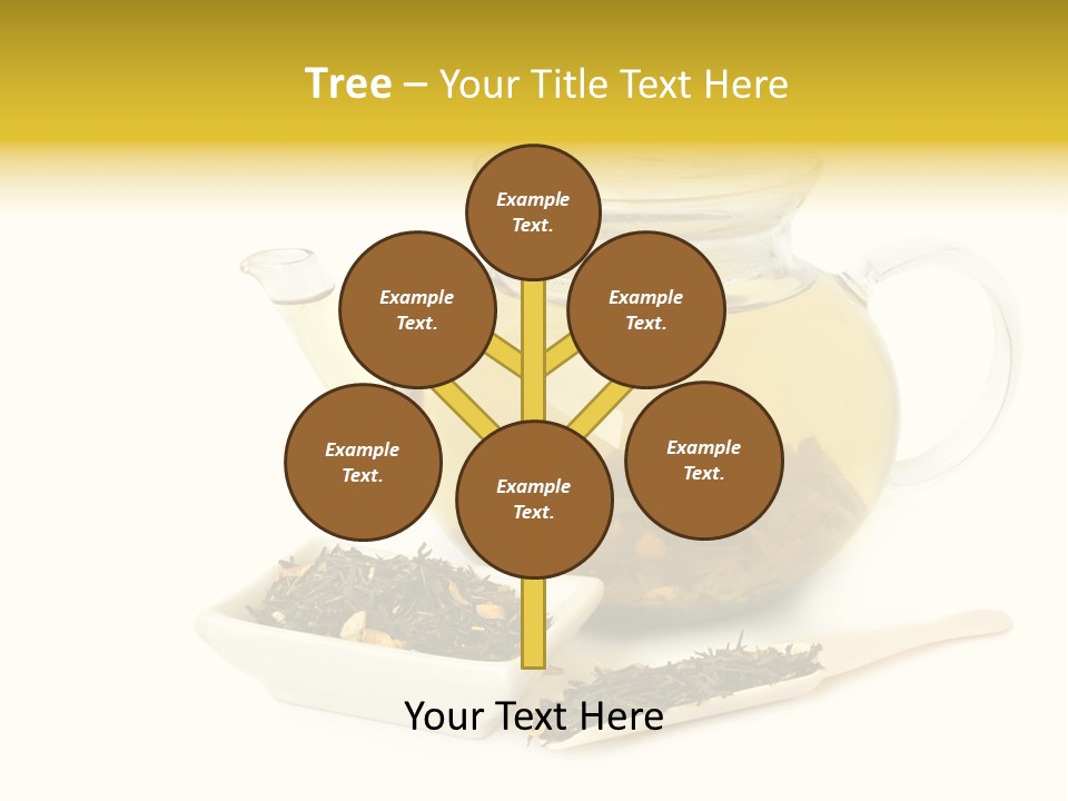 Tea Leaves And Teapot On White Background PowerPoint Template