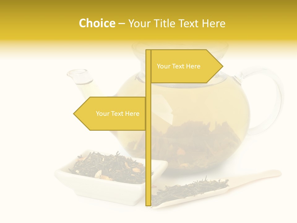 Tea Leaves And Teapot On White Background PowerPoint Template