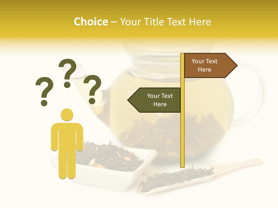 Tea Leaves And Teapot On White Background PowerPoint Template