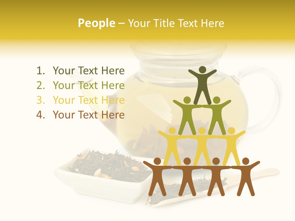 Tea Leaves And Teapot On White Background PowerPoint Template