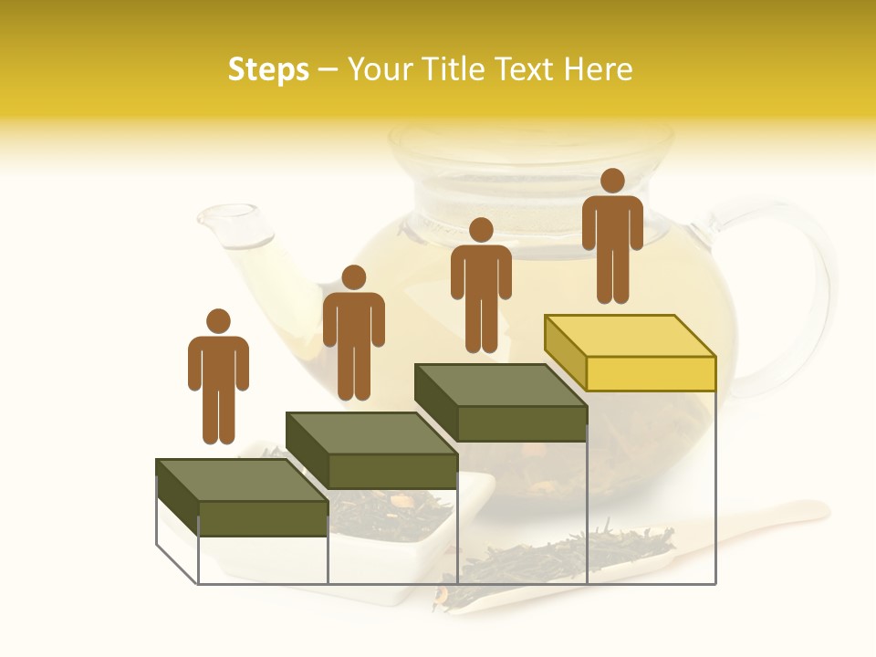 Tea Leaves And Teapot On White Background PowerPoint Template