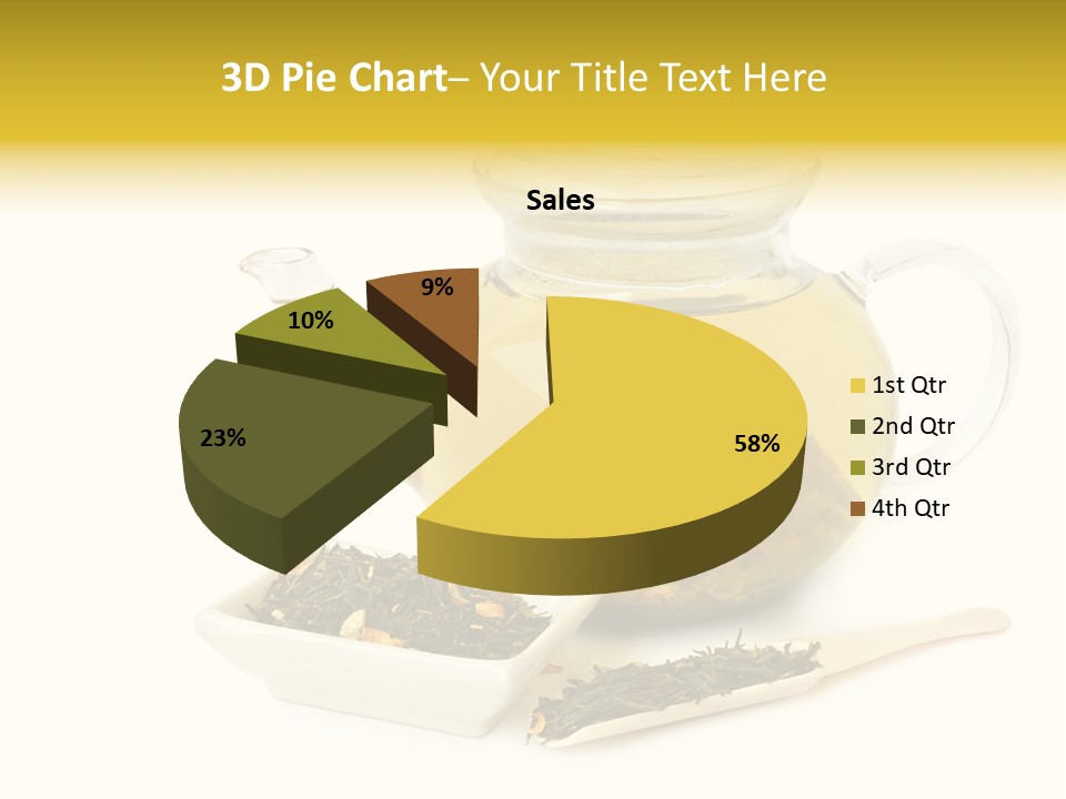 Tea Leaves And Teapot On White Background PowerPoint Template