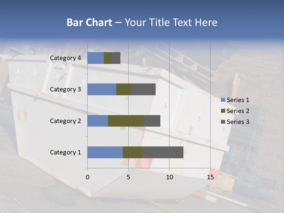 A Large White Boat Sitting In Front Of A Building PowerPoint Template