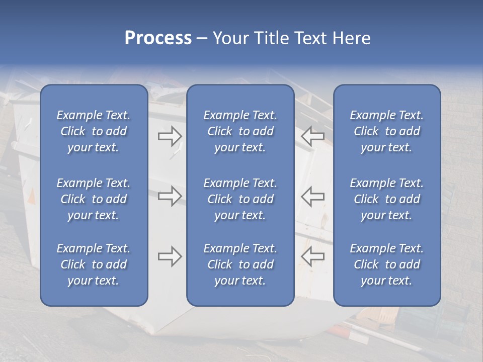 A Large White Boat Sitting In Front Of A Building PowerPoint Template