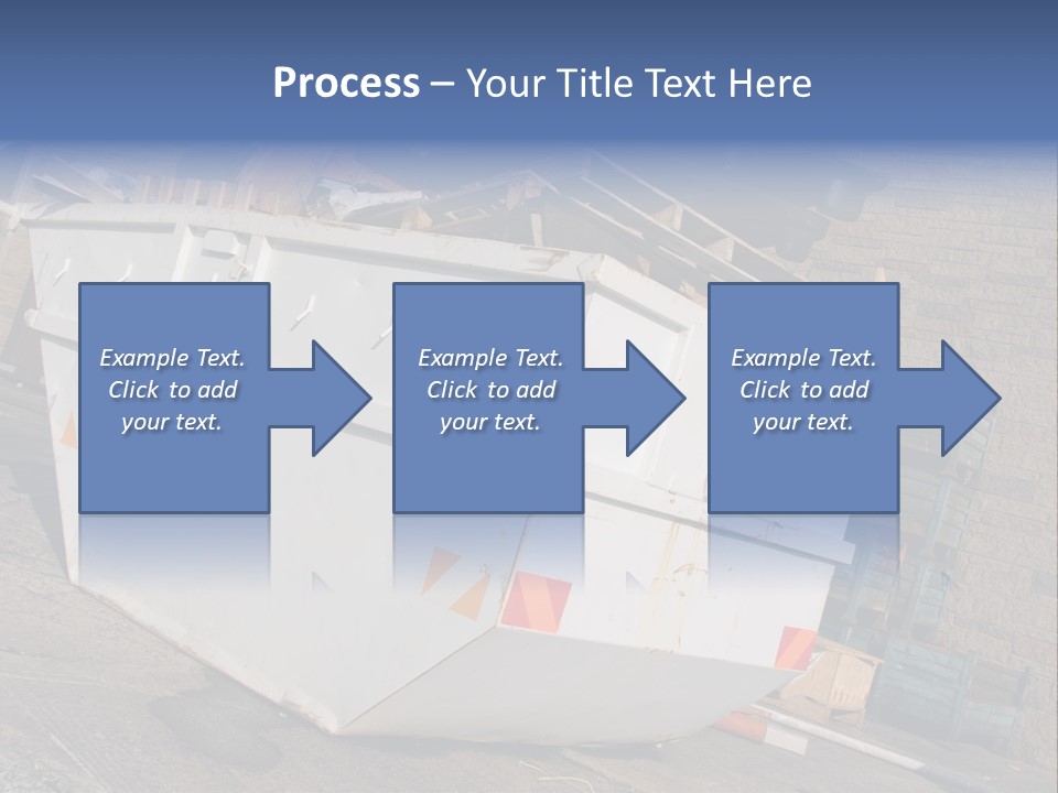 A Large White Boat Sitting In Front Of A Building PowerPoint Template