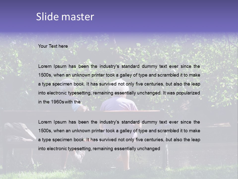 Aged Couple Enjoy Spring Morning On The Bench Near Lake In The Park PowerPoint Template