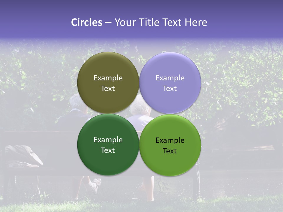 Aged Couple Enjoy Spring Morning On The Bench Near Lake In The Park PowerPoint Template