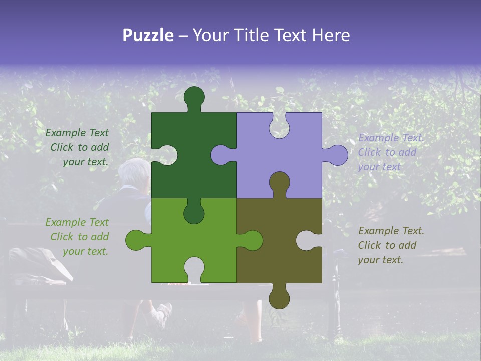 Aged Couple Enjoy Spring Morning On The Bench Near Lake In The Park PowerPoint Template